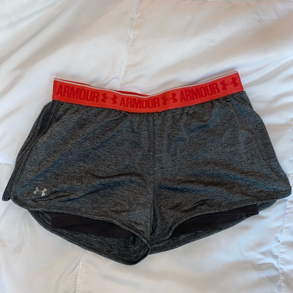 Under Armour Women's Gray Shorts with Red Waistband